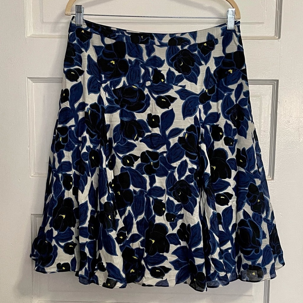 Alfani Blue Floral Print Light Flowly Skirt